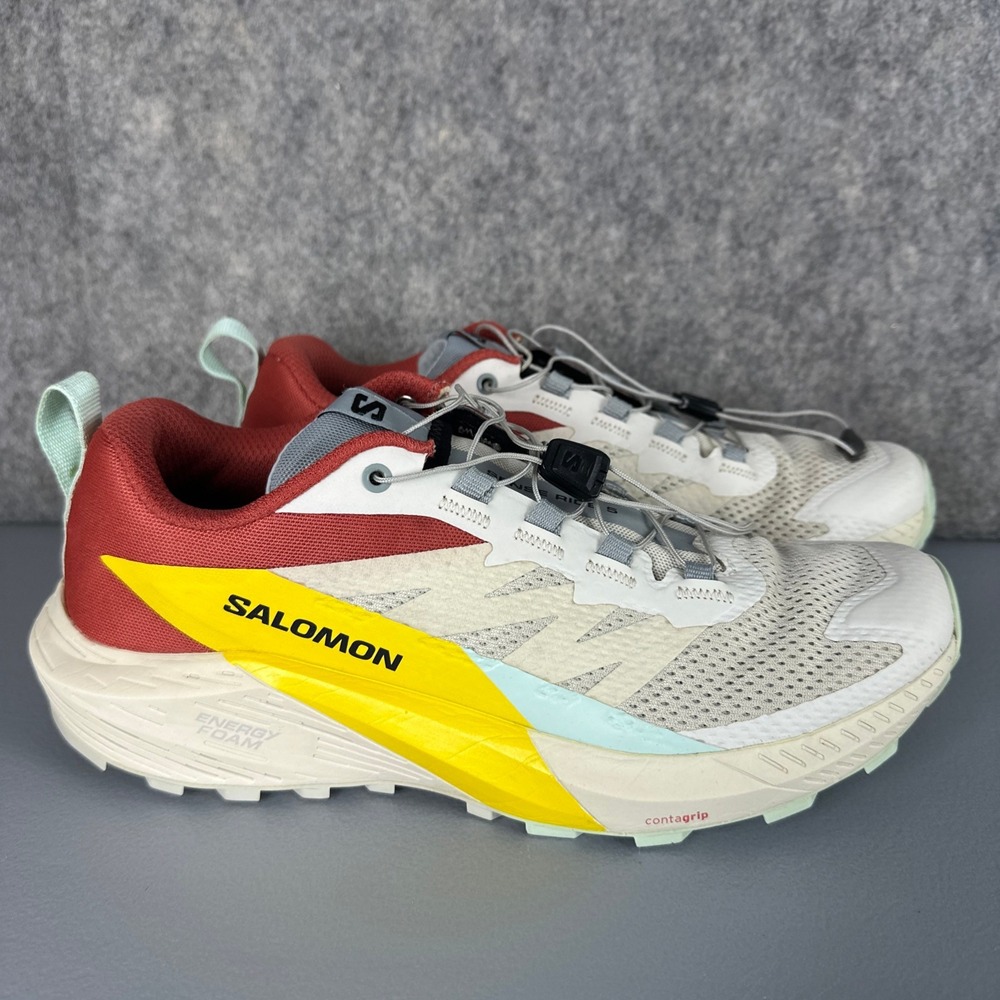 Salomon Trail Running Shoes Mens 8.5 White Sense Ride 5 472118 Low Top Sneakers